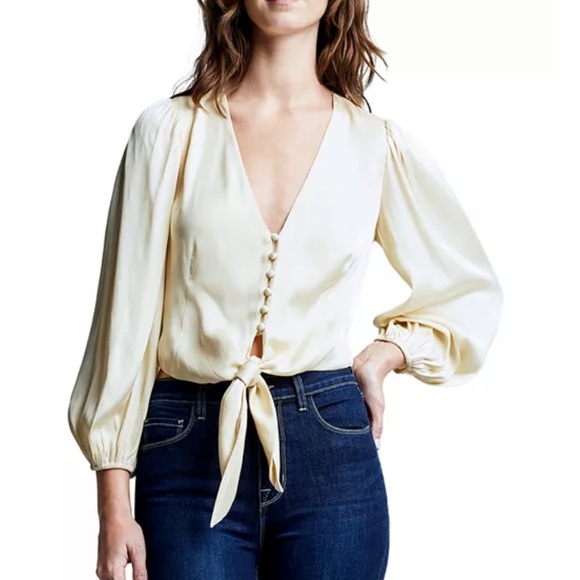 L’Agence Alaia Button Front tie Blouse Size XS - Picture 1 of 7